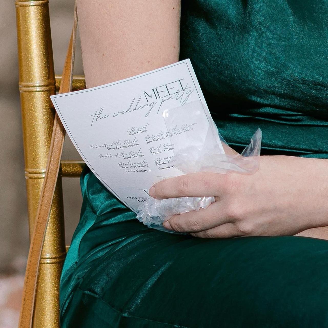 A ceremony card designed by Janelle